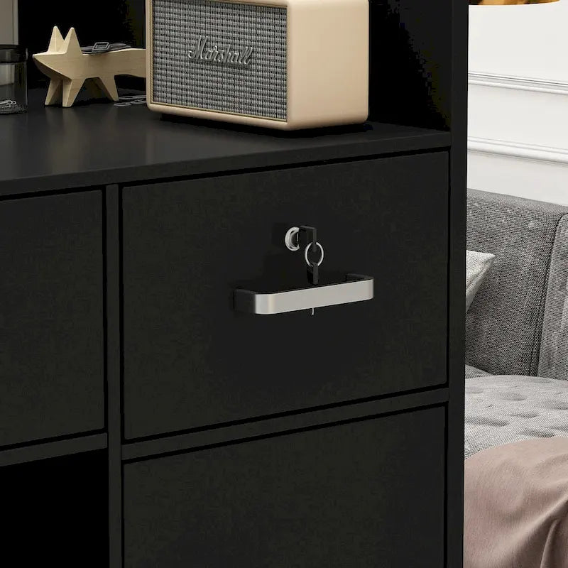 Bureau de réception de 120 cm avec rangement verrouillable et tiroir classeur