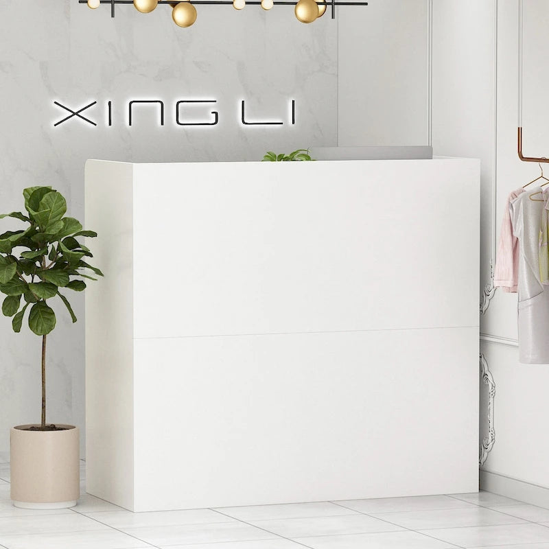 Bureau de réception de 120 cm avec rangement verrouillable et tiroir classeur