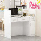 Bureau de réception de 120 cm avec rangement verrouillable et tiroir classeur