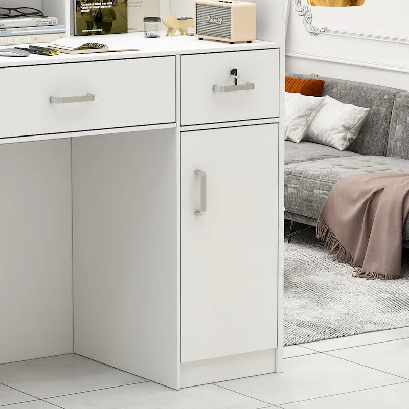 Bureau de réception de 120 cm avec rangement verrouillable et tiroir classeur