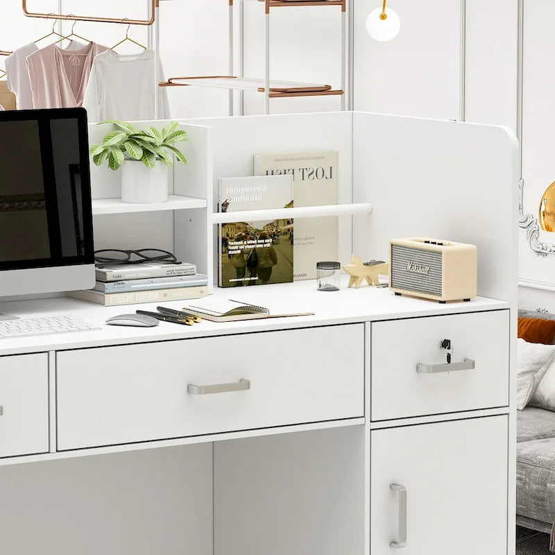 Bureau de réception de 120 cm avec rangement verrouillable et tiroir classeur