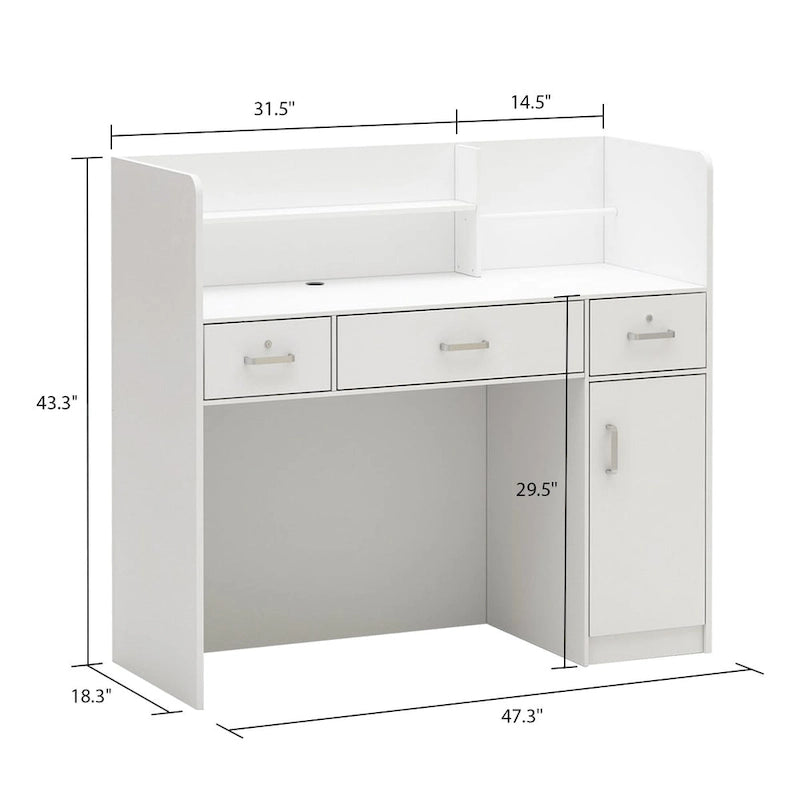 Bureau de réception de 120 cm avec rangement verrouillable et tiroir classeur