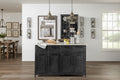 Fieri White Marble Top w/Black Solid Iron Frame Kitchen Island - 58W x 32D x 37H