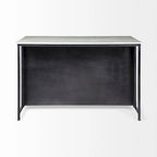 Îlot de cuisine 58" avec plateau en marbre blanc et cadre en métal noir