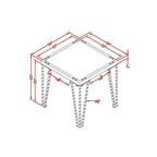 Table d'appoint carrée industrielle noire en métal de 24 pouces