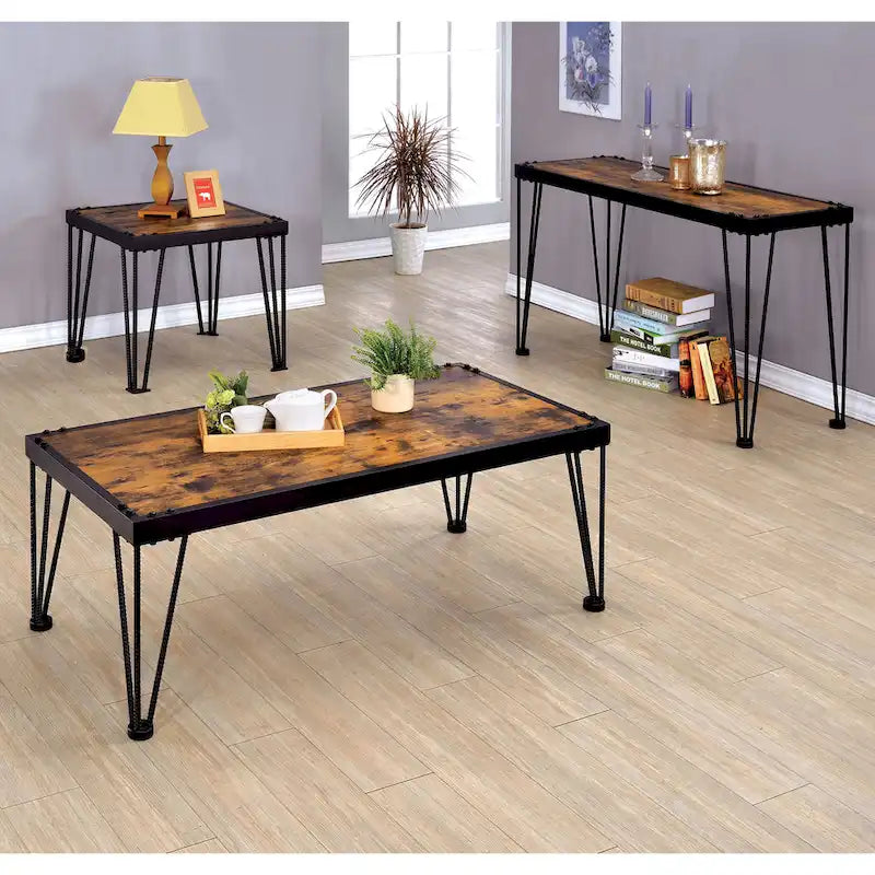 Table d'appoint carrée industrielle noire en métal de 24 pouces