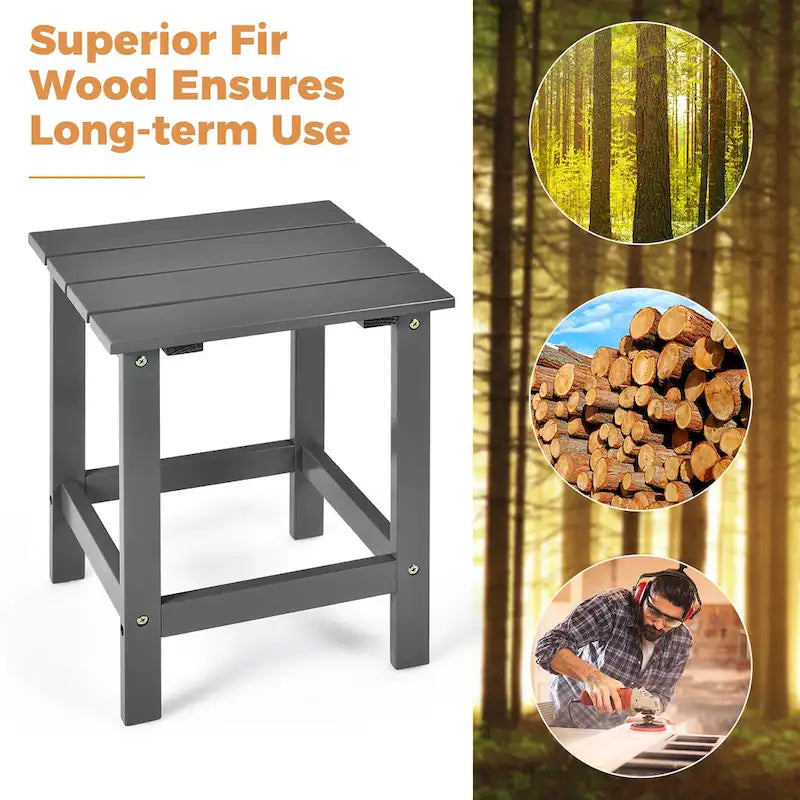 Table Basse D'appoint Carrée à Lattes en Bois pour Patio 15, Jardin, Terrasse - Voir détails