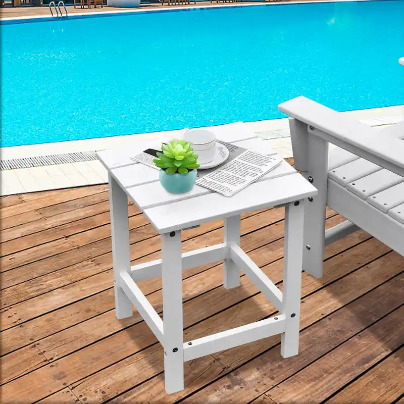 Table Basse D'appoint Carrée à Lattes en Bois pour Patio 15, Jardin, Terrasse - Voir détails