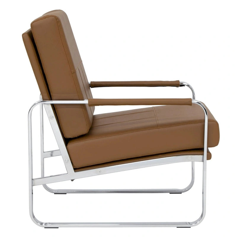 Fauteuil d'appoint moderne Allure Metal et cuir mélangé