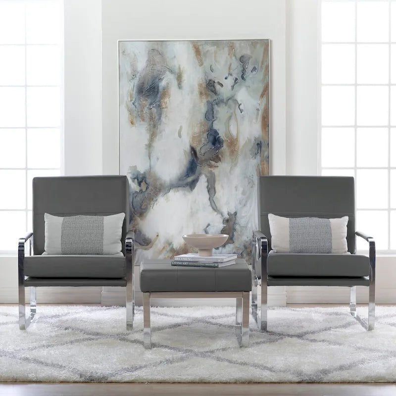 Fauteuil d'appoint moderne Allure Metal et cuir mélangé