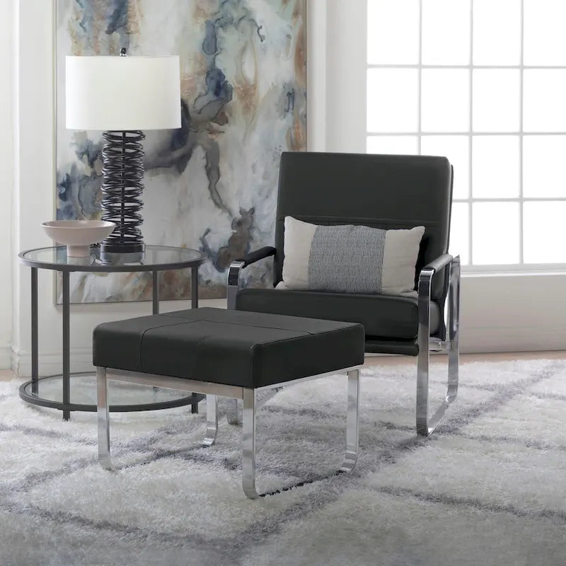 Fauteuil d'appoint moderne Allure Metal et cuir mélangé