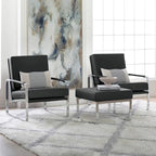 Fauteuil d'appoint moderne Allure Metal et cuir mélangé