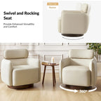 Fauteuil Tonneau Pivotant en Cuir Véritable Moderne