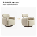 Fauteuil Tonneau Pivotant en Cuir Véritable Moderne