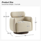 Fauteuil Tonneau Pivotant en Cuir Véritable Moderne