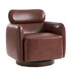 Fauteuil Tonneau Pivotant en Cuir Véritable Moderne