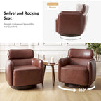 Fauteuil Tonneau Pivotant en Cuir Véritable Moderne
