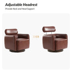 Fauteuil Tonneau Pivotant en Cuir Véritable Moderne