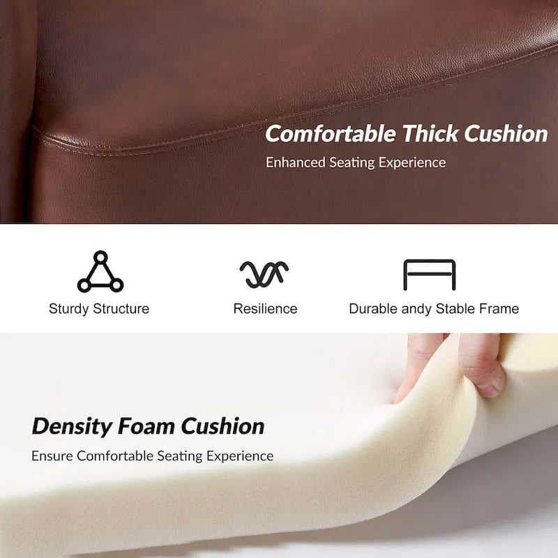 Fauteuil Tonneau Pivotant en Cuir Véritable Moderne