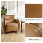 Fauteuil Tonneau Pivotant en Cuir Véritable Moderne