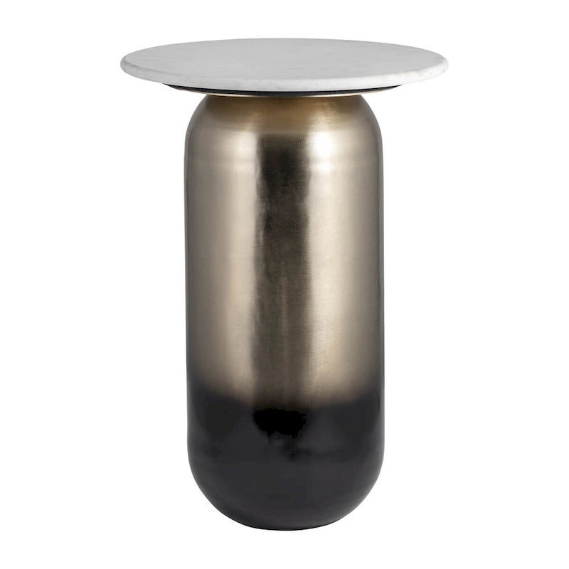 Table d'appoint en métal avec plateau en marbre - 40,6 x 40,6 x 58,4 cm