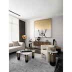 Table d'appoint en métal avec plateau en marbre - 40,6 x 40,6 x 58,4 cm