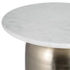 Table d'appoint en métal avec plateau en marbre - 40,6 x 40,6 x 58,4 cm