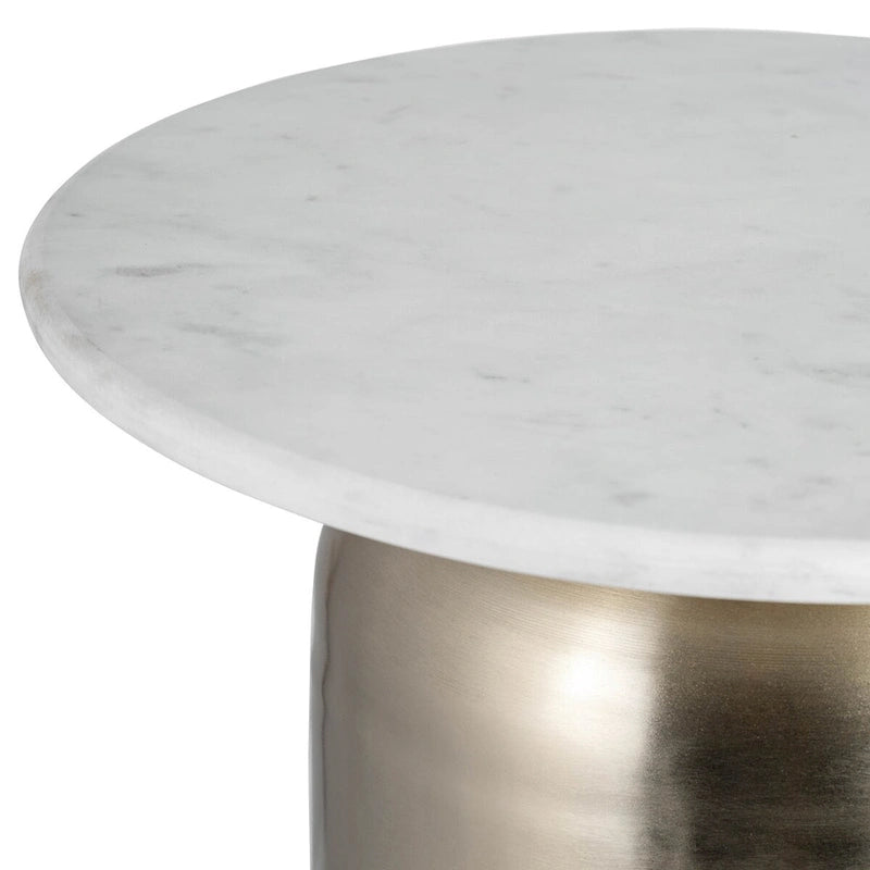 Table d'appoint en métal avec plateau en marbre - 40,6 x 40,6 x 58,4 cm