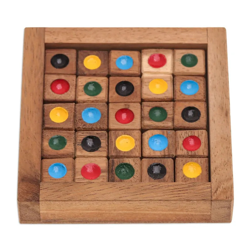 Jeu de puzzle Sudoku en bois coloré