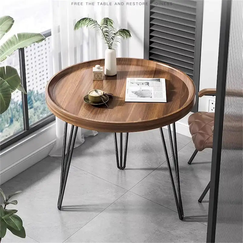 Table basse de salon moderne en noyer