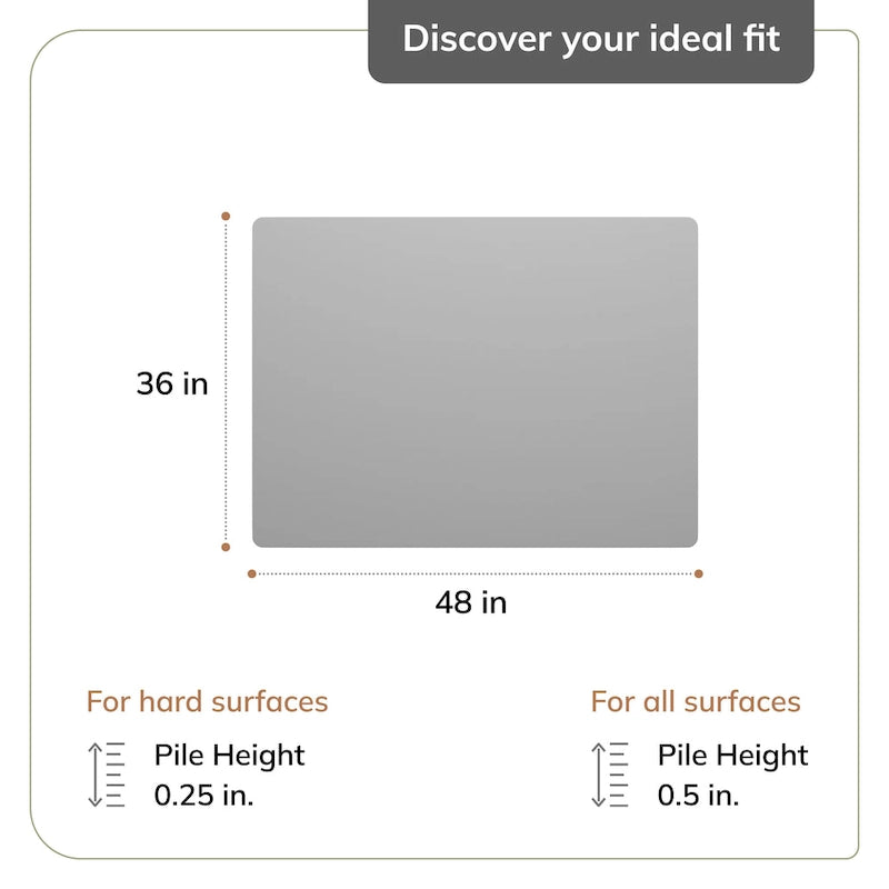 Tapis de chaise 36 x 48 avec surface en tissu – 1/4 po d'épaisseur