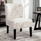 Chaise d'appoint contemporaine sans accoudoirs, tissu léger imprimé ardoise, pour salon