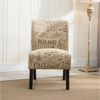 Chaise d'appoint contemporaine sans accoudoirs, tissu léger imprimé ardoise, pour salon