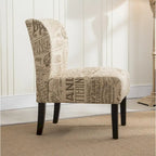 Chaise d'appoint contemporaine sans accoudoirs, tissu léger imprimé ardoise, pour salon