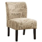 Chaise d'appoint contemporaine sans accoudoirs, tissu léger imprimé ardoise, pour salon