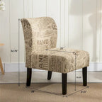 Chaise d'appoint contemporaine sans accoudoirs, tissu léger imprimé ardoise, pour salon