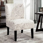 Chaise d'appoint contemporaine sans accoudoirs, tissu léger imprimé ardoise, pour salon