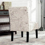 Chaise d'appoint contemporaine sans accoudoirs, tissu léger imprimé ardoise, pour salon