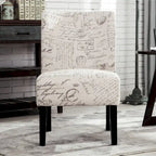 Chaise d'appoint contemporaine sans accoudoirs, tissu léger imprimé ardoise, pour salon