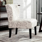 Chaise d'appoint contemporaine sans accoudoirs, tissu léger imprimé ardoise, pour salon