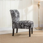 Chaise d'appoint contemporaine sans accoudoirs, tissu léger imprimé ardoise, pour salon