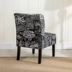Chaise d'appoint contemporaine sans accoudoirs, tissu léger imprimé ardoise, pour salon