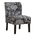 Chaise d'appoint contemporaine sans accoudoirs, tissu léger imprimé ardoise, pour salon