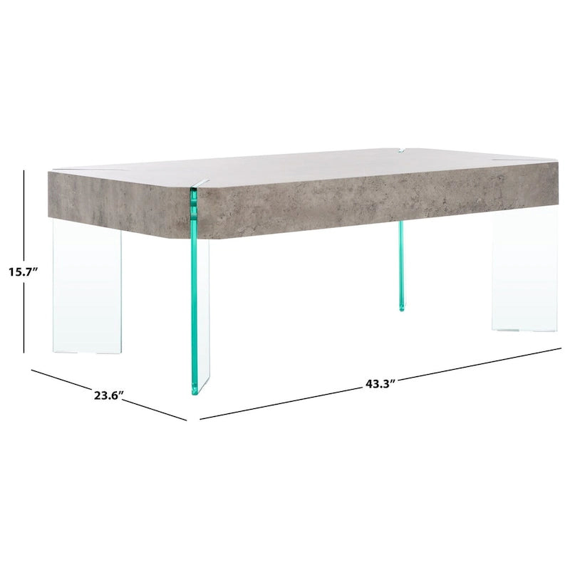 Table basse rectangulaire contemporaine à pieds en verre - 43L x 24P x 16H
